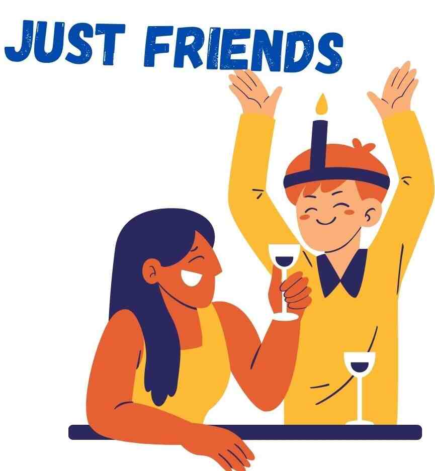 Just friends. A boy and girl having drinks